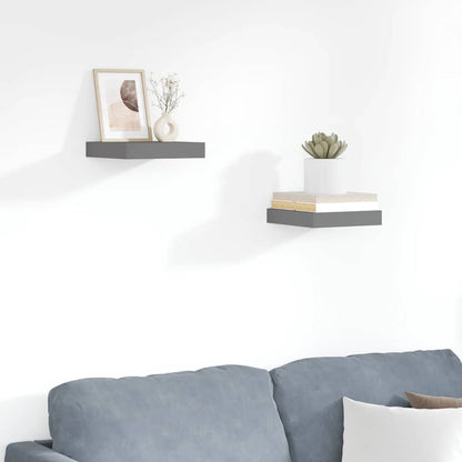 Scaffali a Parete 2 pz Grigio Lucido 23x23,5x3,8 cm in MDF | homemem39
