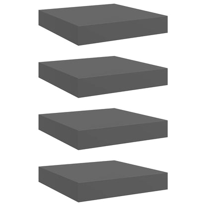Scaffali a Parete 4 pz Grigio Lucido 23x23,5x3,8 cm in MDF