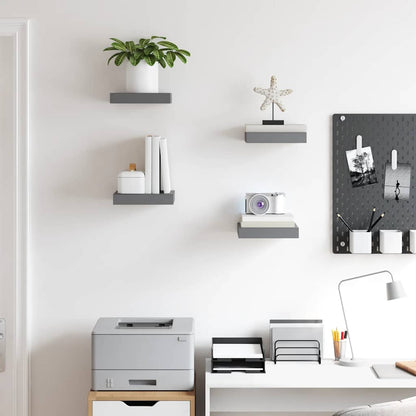 Scaffali a Parete 4 pz Grigio Lucido 23x23,5x3,8 cm in MDF | homemem39