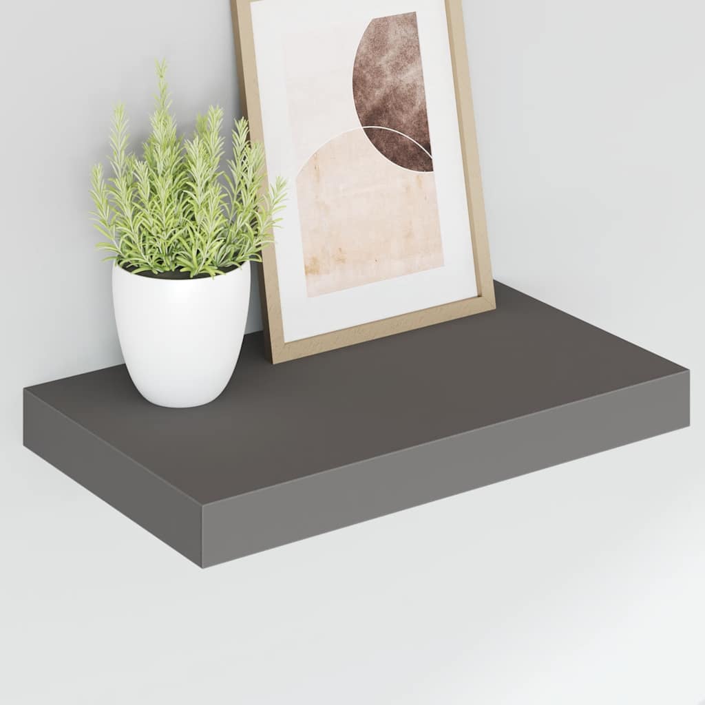 Scaffali a Parete 2 pz Grigio Lucido 40x23,5x3,8 cm in MDF | homemem39