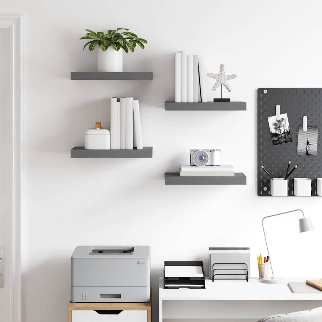 Scaffali a Parete 4 pz Grigio Lucido 40x23,5x3,8 cm in MDF | homemem39
