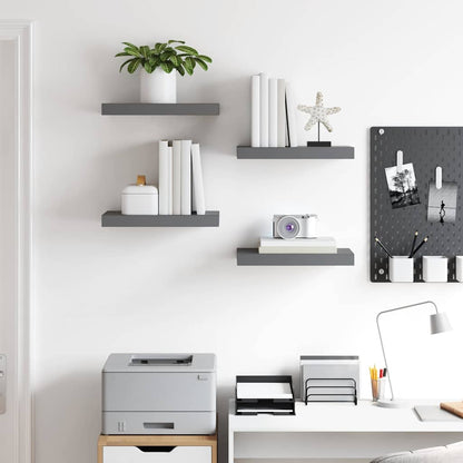 Scaffali a Parete 4 pz Grigio Lucido 40x23,5x3,8 cm in MDF