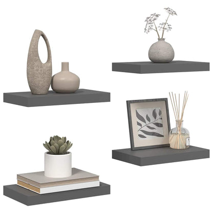 Scaffali a Parete 4 pz Grigio Lucido 40x23,5x3,8 cm in MDF | homemem39