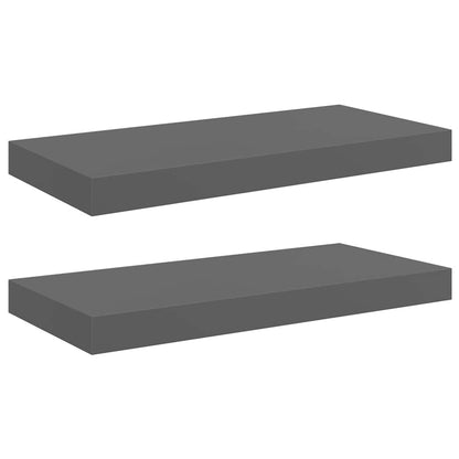 Scaffali a Parete 2 pz Grigio Lucido 50x23,5x3,8 cm in MDF | homemem39