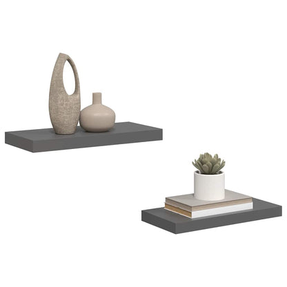 Scaffali a Parete 2 pz Grigio Lucido 50x23,5x3,8 cm in MDF | homemem39