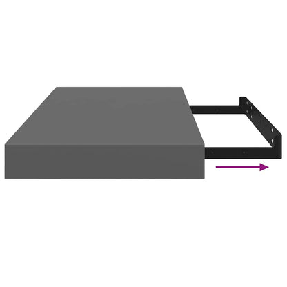 Scaffali a Parete 2 pz Grigio Lucido 50x23,5x3,8 cm in MDF | homemem39