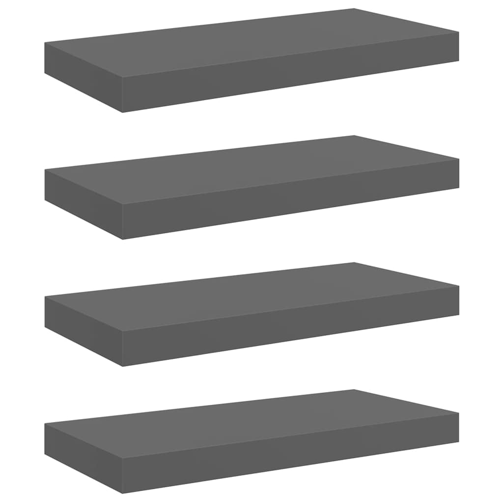Scaffali a Parete 4 pz Grigio Lucido 50x23,5x3,8 cm in MDF | homemem39
