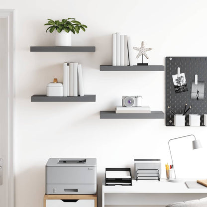 Scaffali a Parete 4 pz Grigio Lucido 50x23,5x3,8 cm in MDF | homemem39