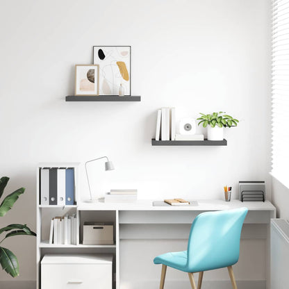 Scaffali a Parete 2 pz Grigio Lucido 60x23,5x3,8 cm in MDF | homemem39