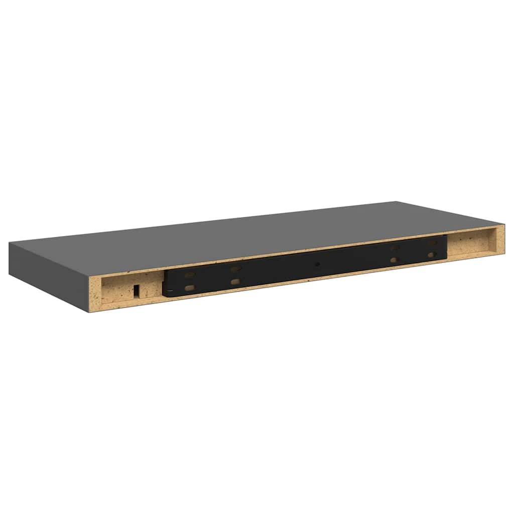 Scaffali a Parete 2 pz Grigio Lucido 60x23,5x3,8 cm in MDF | homemem39