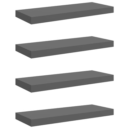 Scaffali a Parete 4 pz Grigio Lucido 60x23,5x3,8 cm in MDF | homemem39