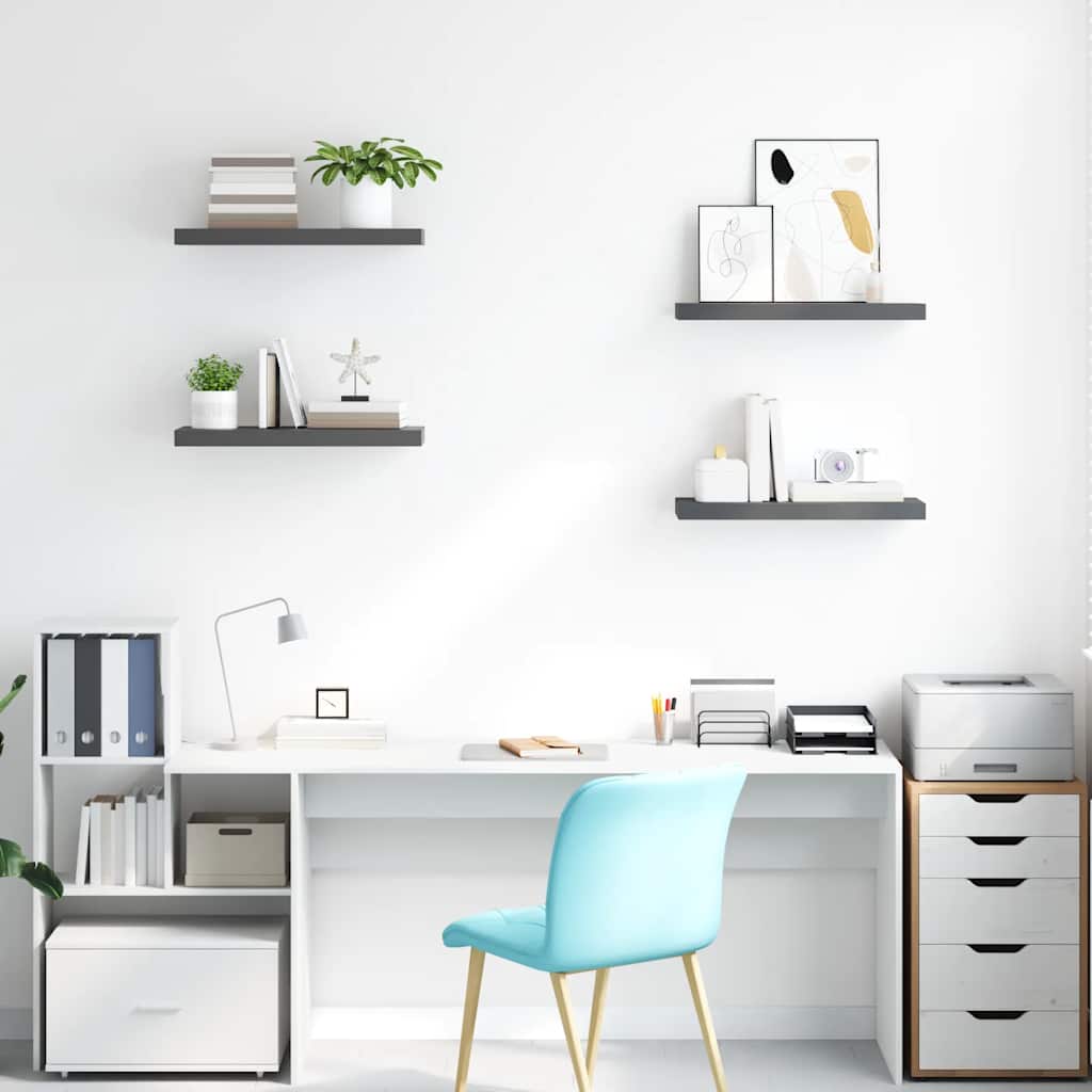 Scaffali a Parete 4 pz Grigio Lucido 60x23,5x3,8 cm in MDF | homemem39