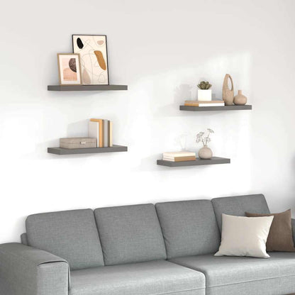 Scaffali a Parete 4 pz Grigio Lucido 60x23,5x3,8 cm in MDF | homemem39