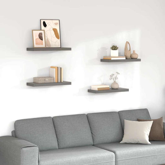 Scaffali a Parete 4 pz Grigio Lucido 60x23,5x3,8 cm in MDF | homemem39