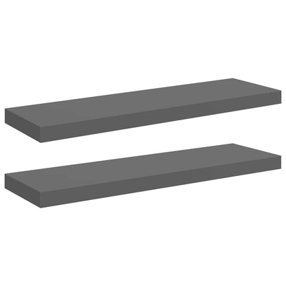 Scaffali a Parete 2 pz Grigio Lucido 80x23,5x3,8 cm in MDF | homemem39