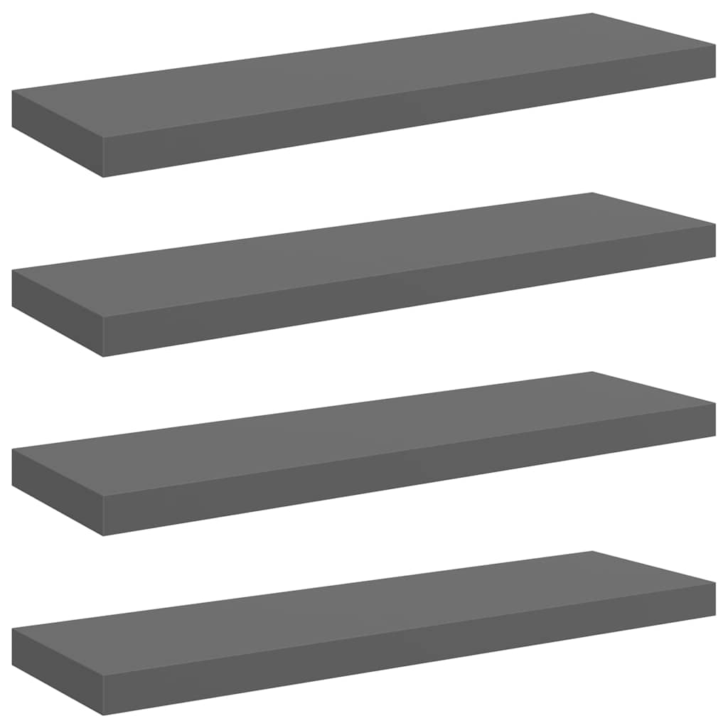 Scaffali a Parete 4 pz Grigio Lucido 80x23,5x3,8 cm in MDF