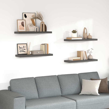 Scaffali a Parete 4 pz Grigio Lucido 80x23,5x3,8 cm in MDF