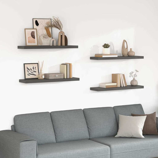 Scaffali a Parete 4 pz Grigio Lucido 90x23,5x3,8 cm in MDF | homemem39