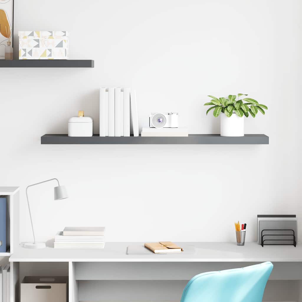 Scaffale a Parete Grigio Lucido 120x23,5x3,8 cm in MDF | homemem39