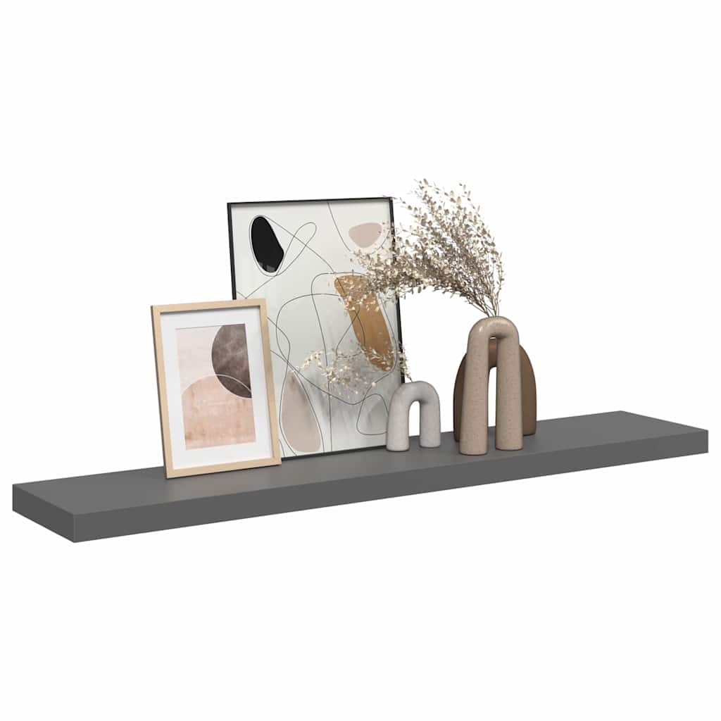 Scaffale a Parete Grigio Lucido 120x23,5x3,8 cm in MDF