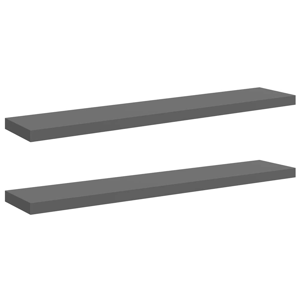 Scaffali a Parete 2 pz Grigio Lucido 120x23,5x3,8 cm in MDF