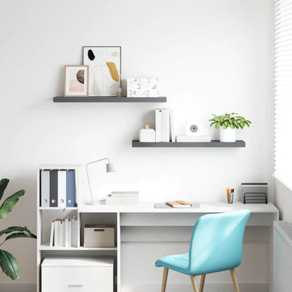 Scaffali a Parete 2 pz Grigio Lucido 120x23,5x3,8 cm in MDF | homemem39