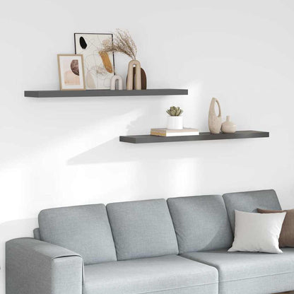 Scaffali a Parete 2 pz Grigio Lucido 120x23,5x3,8 cm in MDF