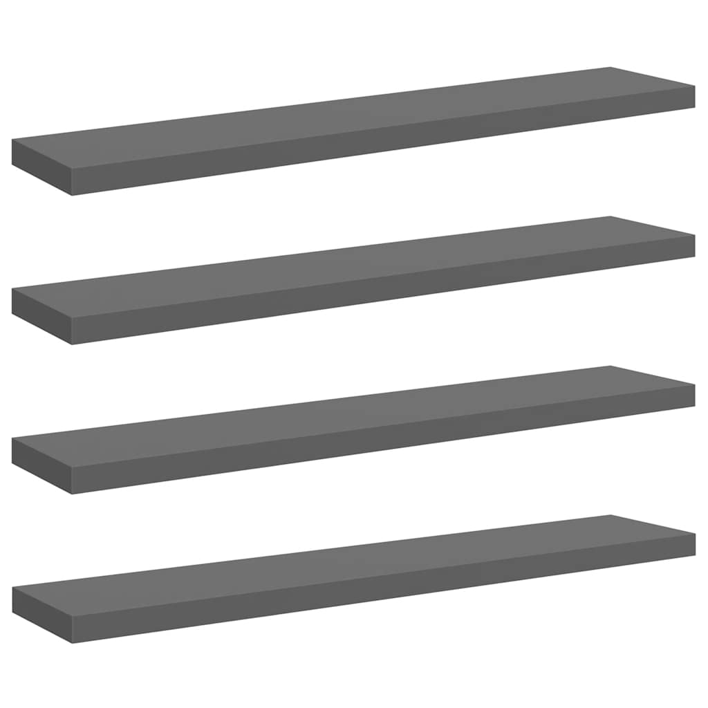 Scaffali a Parete 4 pz Grigio Lucido 120x23,5x3,8 cm in MDF | homemem39