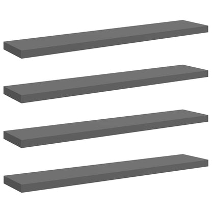 Scaffali a Parete 4 pz Grigio Lucido 120x23,5x3,8 cm in MDF