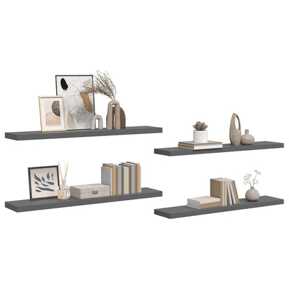 Scaffali a Parete 4 pz Grigio Lucido 120x23,5x3,8 cm in MDF - homemem39
