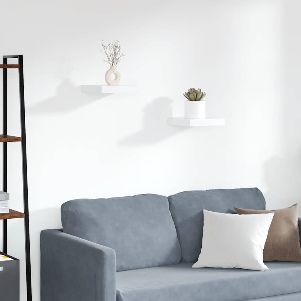 Scaffali a Parete 2 pz Bianchi 23x23,5x3,8 cm in MDF | homemem39