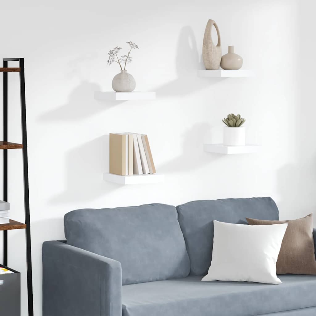 Scaffali a Parete 4 pz Bianchi 23x23,5x3,8 cm in MDF | homemem39