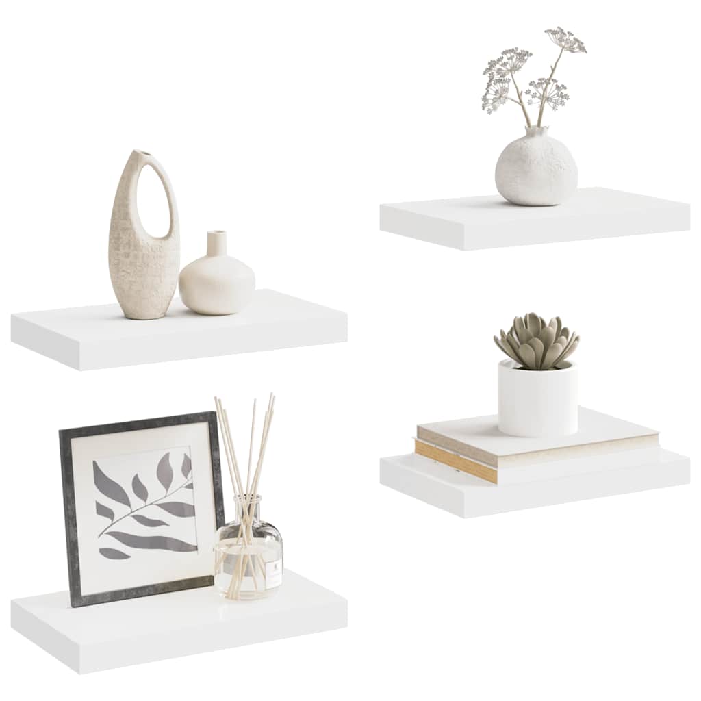 Scaffali a Parete 4 pz Bianchi 40x23,5x3,8 cm in MDF | homemem39