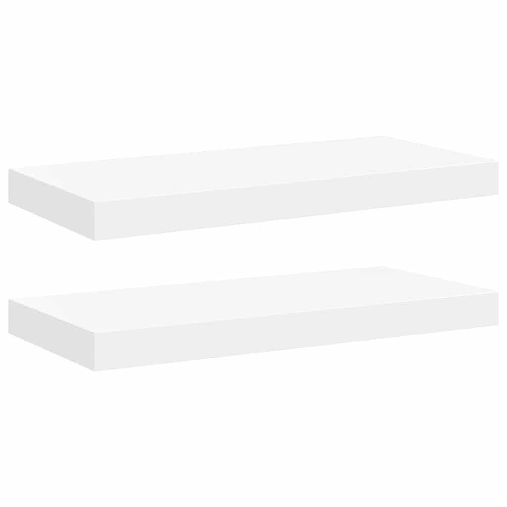 Scaffali a Parete 2 pz Bianchi 50x23,5x3,8 cm in MDF