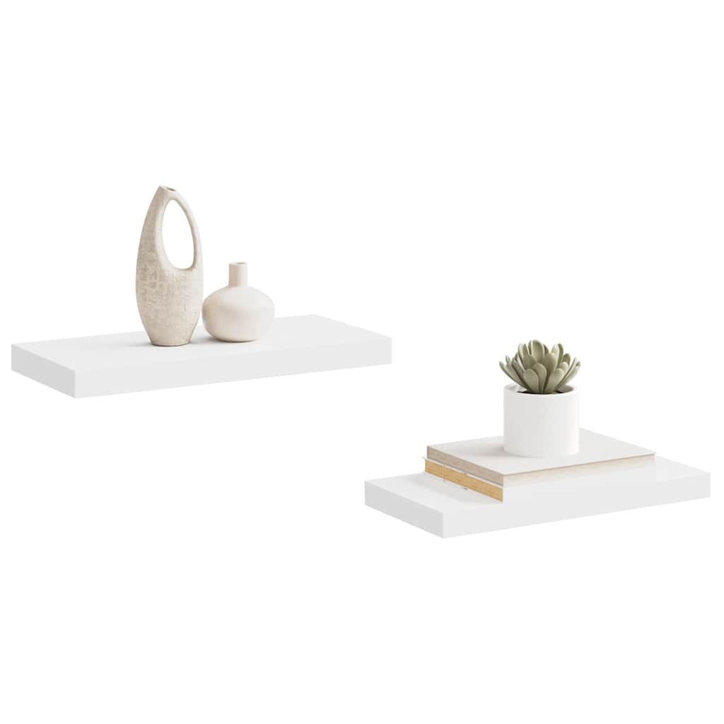 Scaffali a Parete 2 pz Bianchi 50x23,5x3,8 cm in MDF