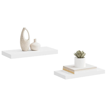 Scaffali a Parete 2 pz Bianchi 50x23,5x3,8 cm in MDF