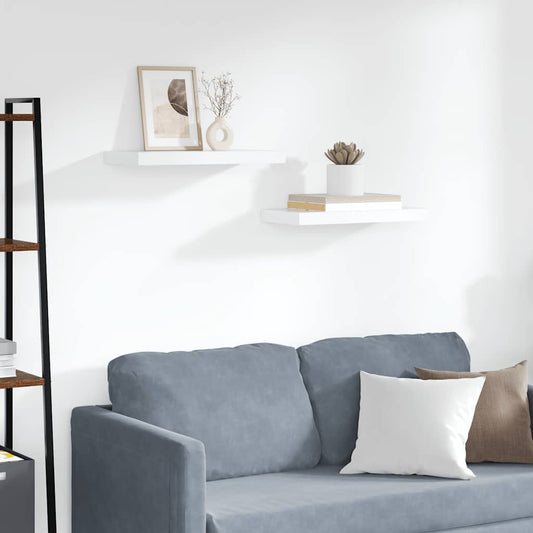 Scaffali a Parete 2 pz Bianchi 50x23,5x3,8 cm in MDF | homemem39
