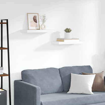 Scaffali a Parete 2 pz Bianchi 50x23,5x3,8 cm in MDF