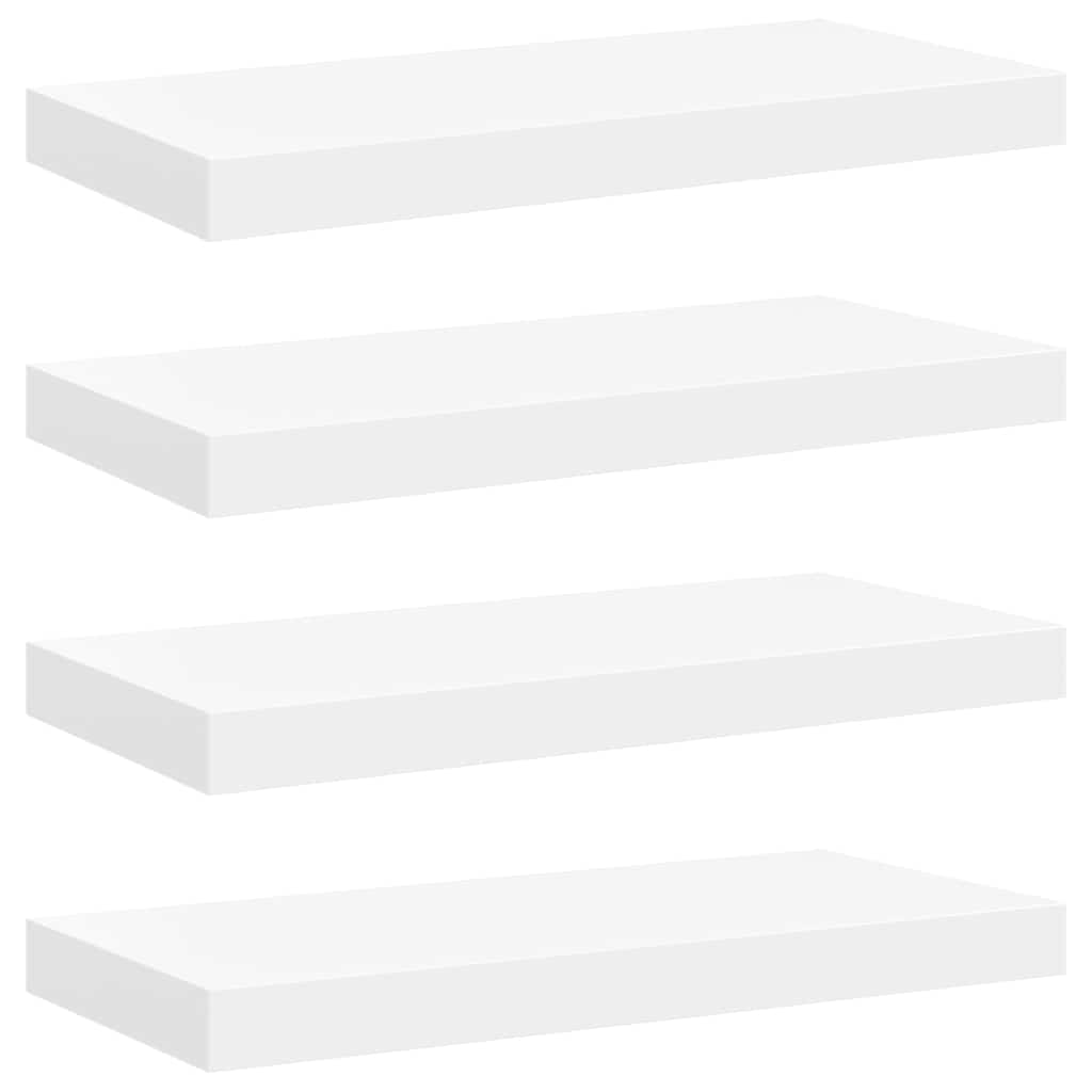 Scaffali a Parete 4 pz Bianchi 50x23,5x3,8 cm in MDF