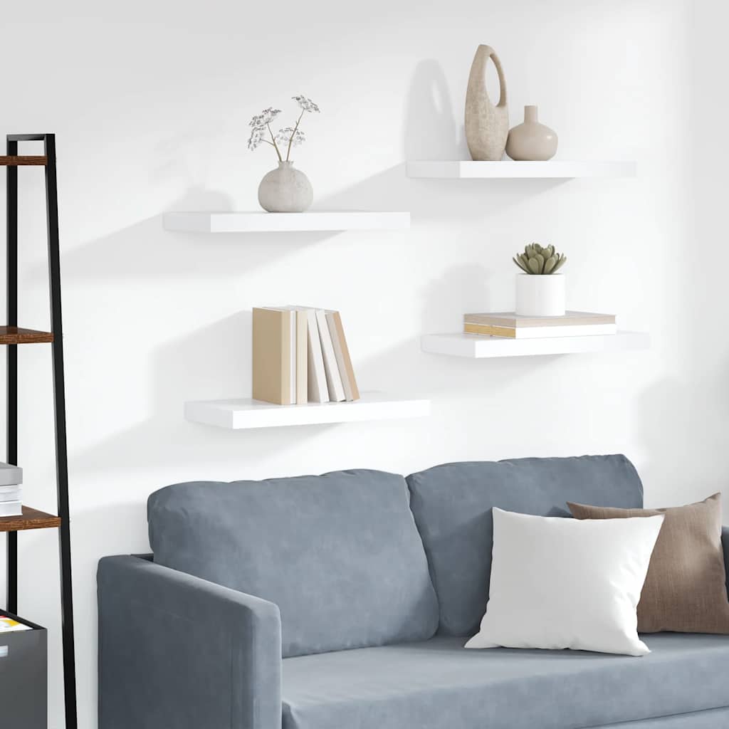Scaffali a Parete 4 pz Bianchi 50x23,5x3,8 cm in MDF | homemem39