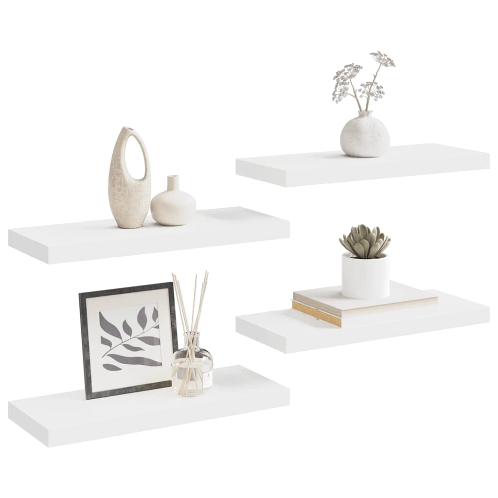 Scaffali a Parete 4 pz Bianchi 60x23,5x3,8 cm in MDF | homemem39