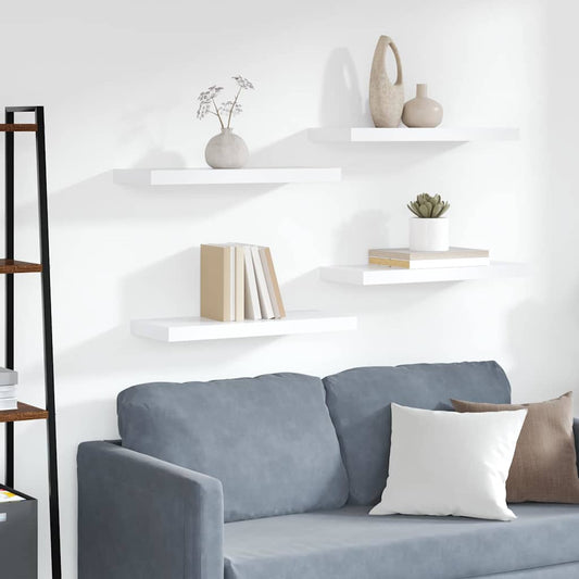 Scaffali a Parete 4 pz Bianchi 60x23,5x3,8 cm in MDF | homemem39