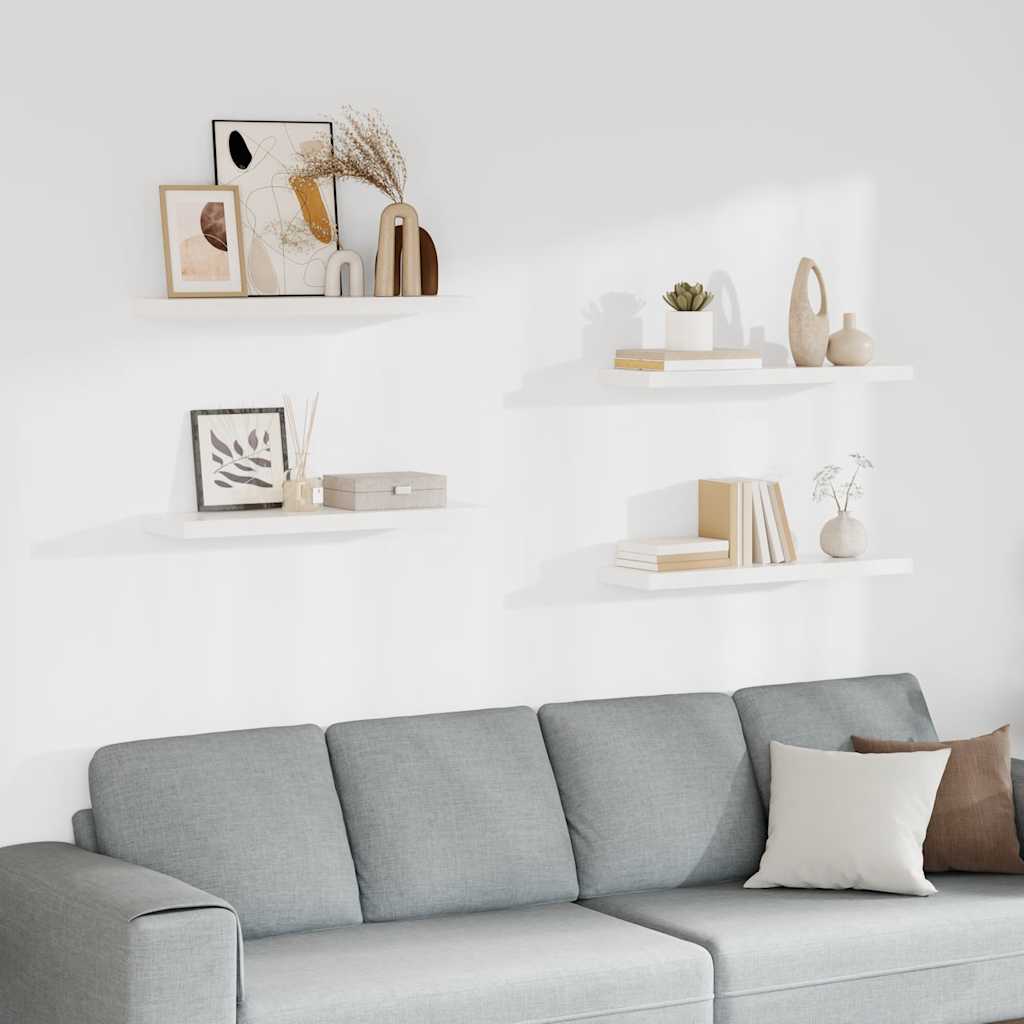 Scaffali a Parete 4 pz Bianchi 80x23,5x3,8 cm in MDF | homemem39