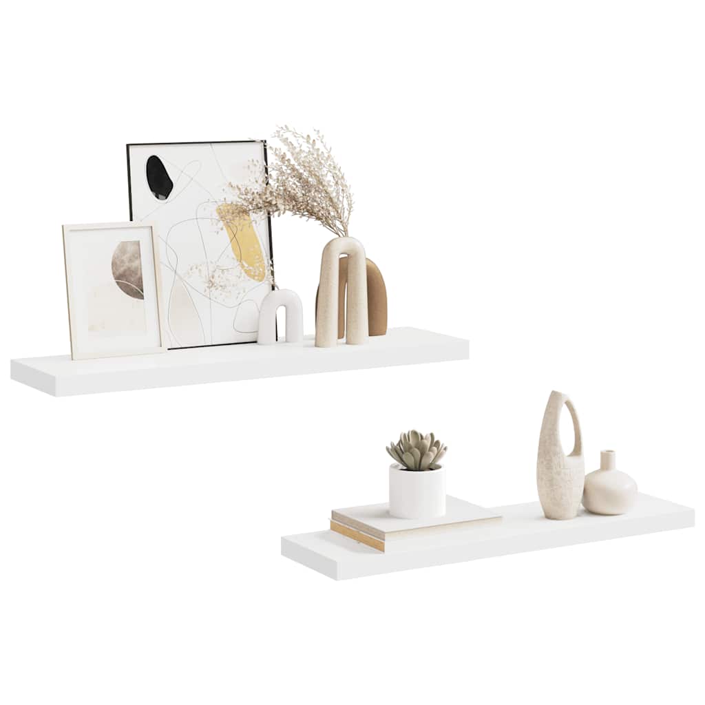 Scaffali a Parete 2 pz Bianchi 90x23,5x3,8 cm in MDF | homemem39