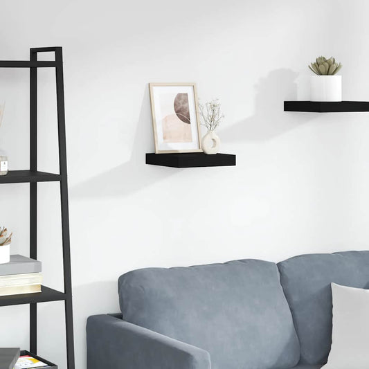 Scaffale a Parete Nero 23x23,5x3,8 cm in MDF | homemem39