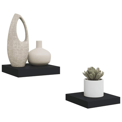 Scaffali a Parete 2 pz Neri 23x23,5x3,8 cm in MDF | homemem39