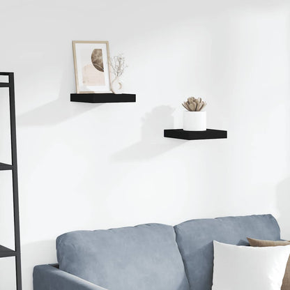 Scaffali a Parete 2 pz Neri 23x23,5x3,8 cm in MDF | homemem39