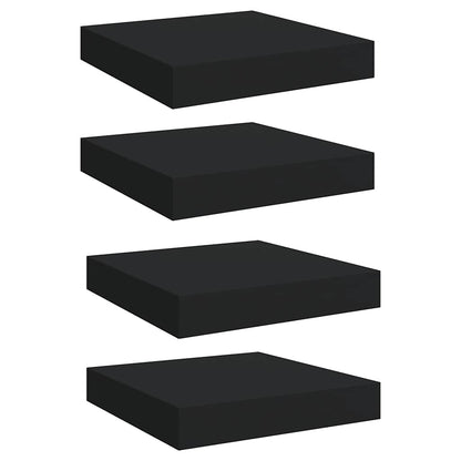 Scaffali a Parete 4 pz Neri 23x23,5x3,8 cm in MDF | homemem39