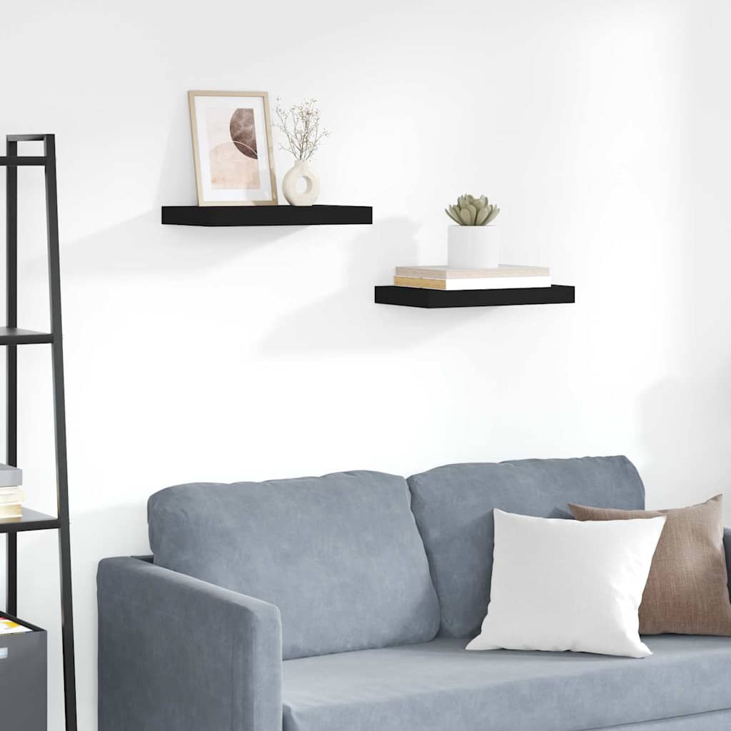 Scaffali a Parete 2 pz Neri 40x23,5x3,8 cm in MDF | homemem39