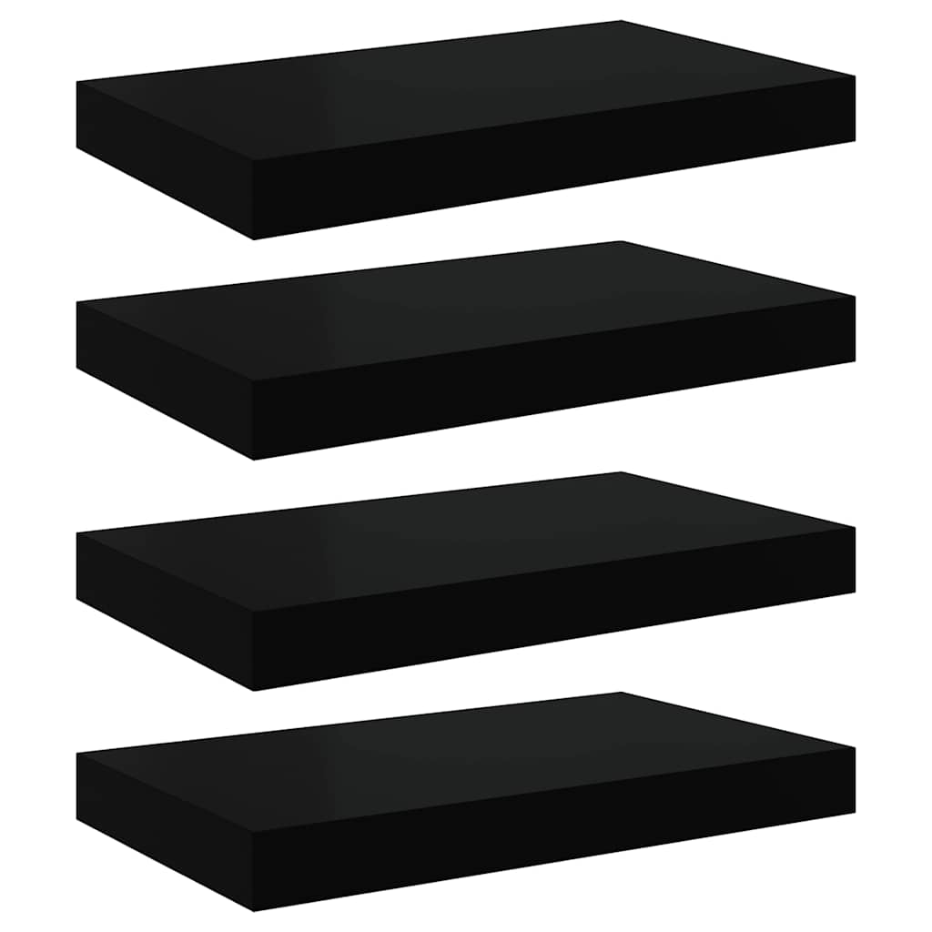 Scaffali a Parete 4 pz Neri 40x23,5x3,8 cm in MDF | homemem39